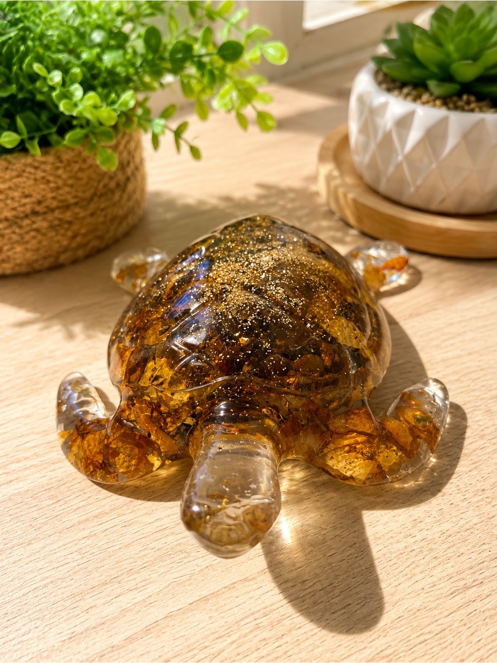Handblown Amber Turtle Accent - Home Accents Decor